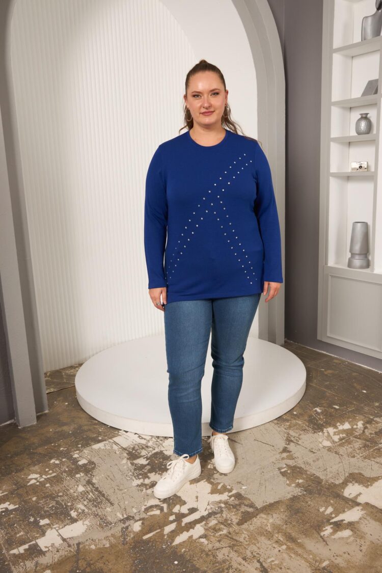 Blue Casual Plus Size Sweater