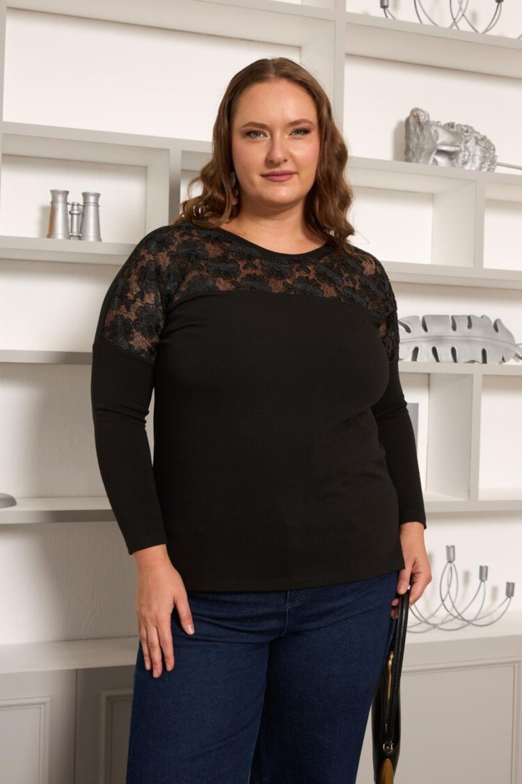 Elegant Black Blouse With 3/4 Straight Sleeves - Brand: RMG - Women & Kids, Baby Clothes Wholesale - Globality Store