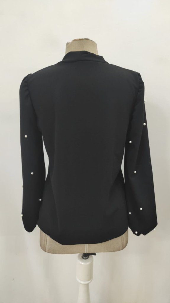 ElegantPolka Dot Blouse With Keyhole Neck