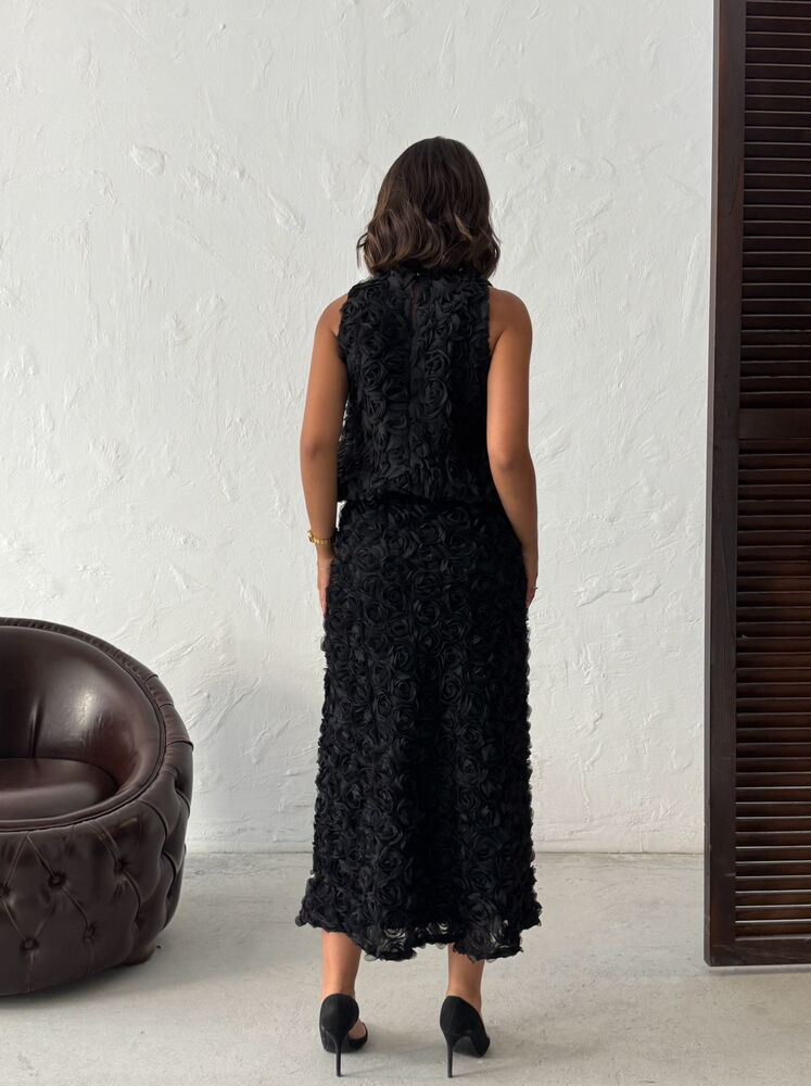 Elegant Flared Midi Skirt High Waist