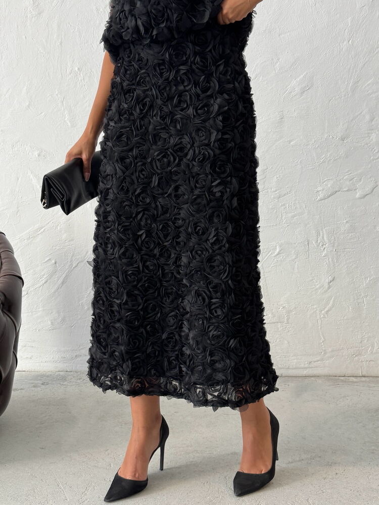 Elegant Flared Midi Skirt High Waist