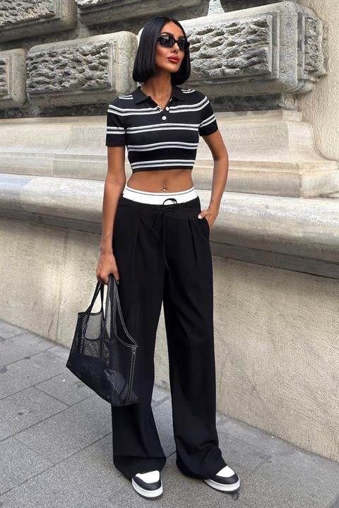 Palazzo Pants With Wide Leg And Drawstring