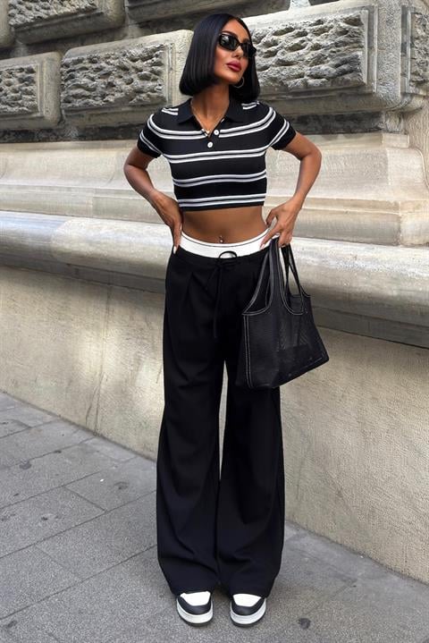 Palazzo Pants With Wide Leg And Drawstring