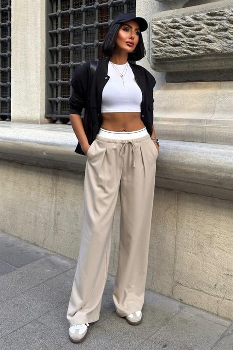 Palazzo Pants With Wide Leg And Drawstring - Brand: Sobe Istanbul - Women & Kids, Baby Clothes Wholesale - Globality Store