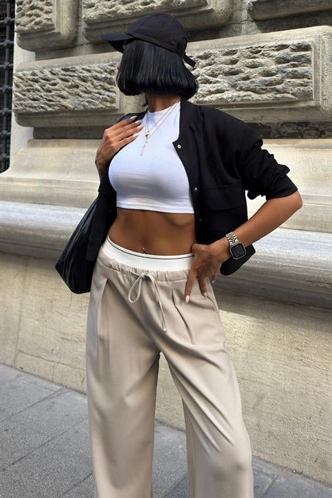 Palazzo Pants With Wide Leg And Drawstring