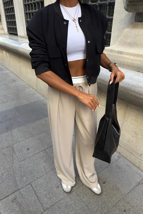 Palazzo Pants With Wide Leg And Drawstring