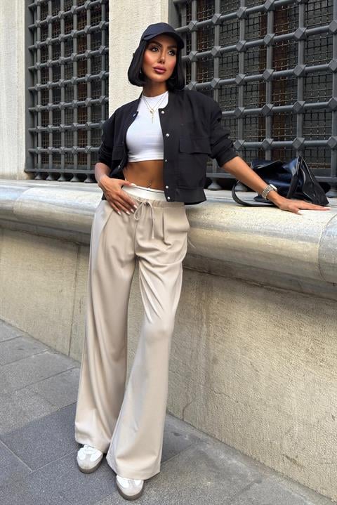 Palazzo Pants With Wide Leg And Drawstring