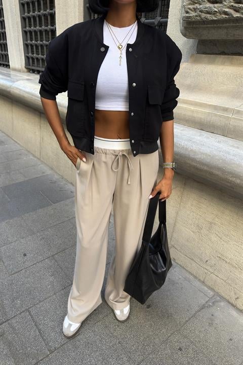 Palazzo Pants With Wide Leg And Drawstring