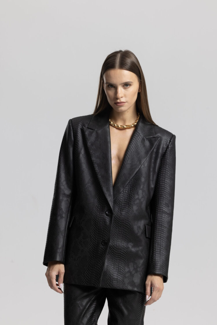 Black Elegant Single-Breasted Blazer Jacket