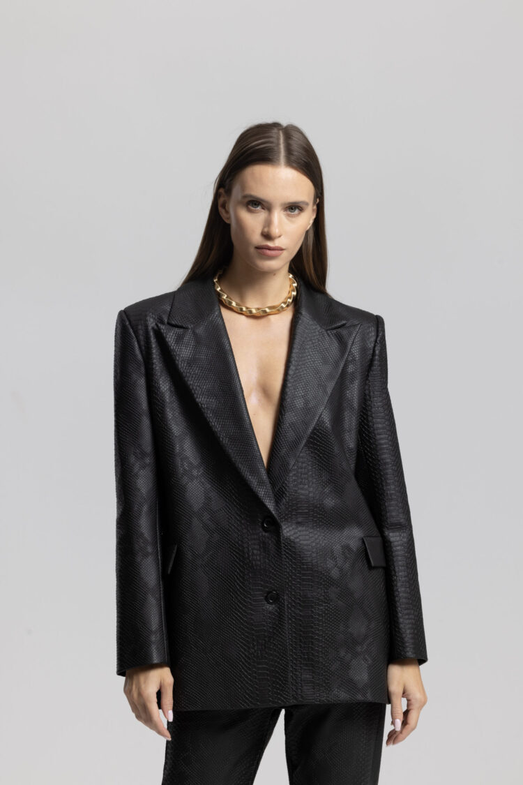 Black Elegant Single-Breasted Blazer Jacket