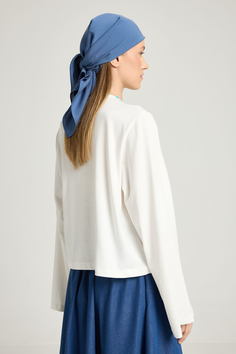 White Casual Modest Shirt With Extra Long Sleeves