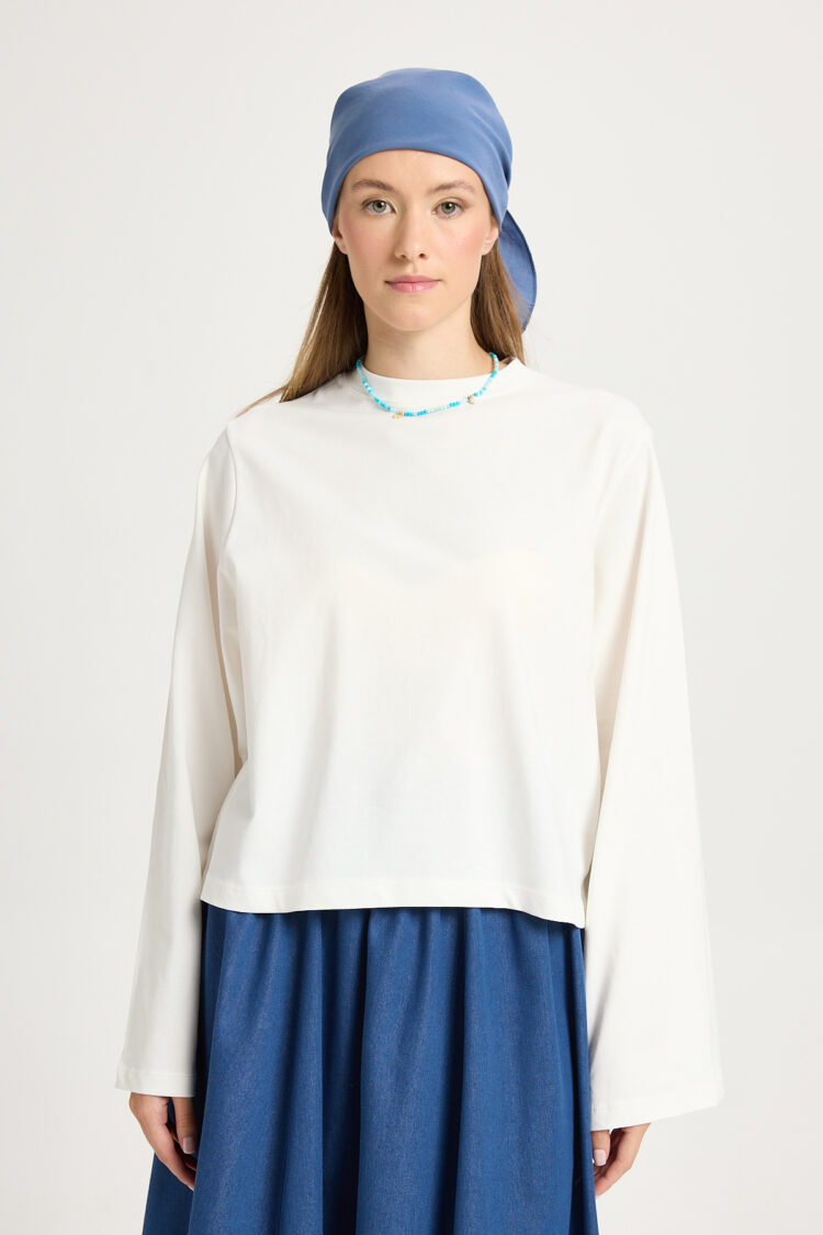 White Casual Modest Shirt With Extra Long Sleeves