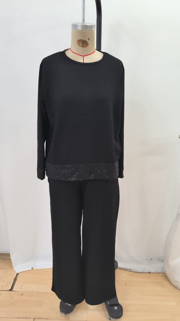 ElegantSet With Sequined Palazzo Pants