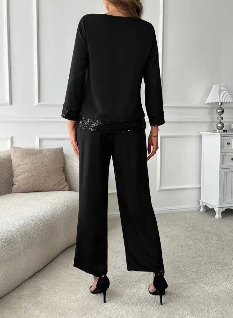 ElegantSet With Sequined Palazzo Pants