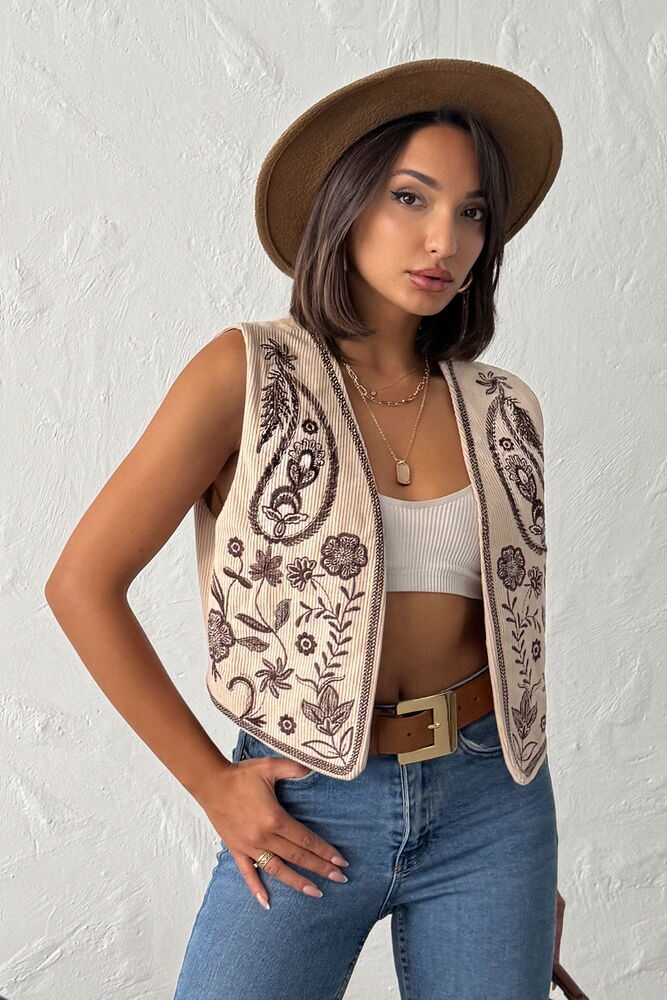 Beige Boho Elegant Regular Fit Vest - Brand: Topshow - Women & Kids, Baby Clothes Wholesale - Globality Store