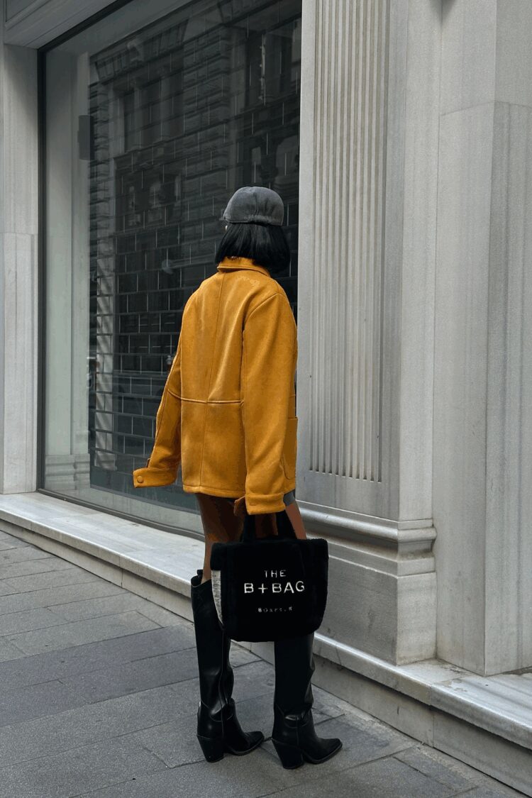 Orange Oversized Casual Streetwear Jacket