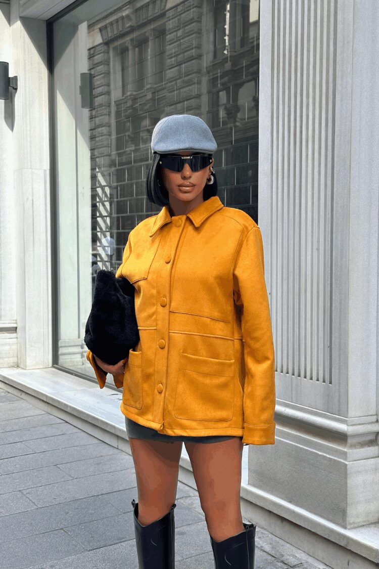 Orange Oversized Casual Streetwear Jacket