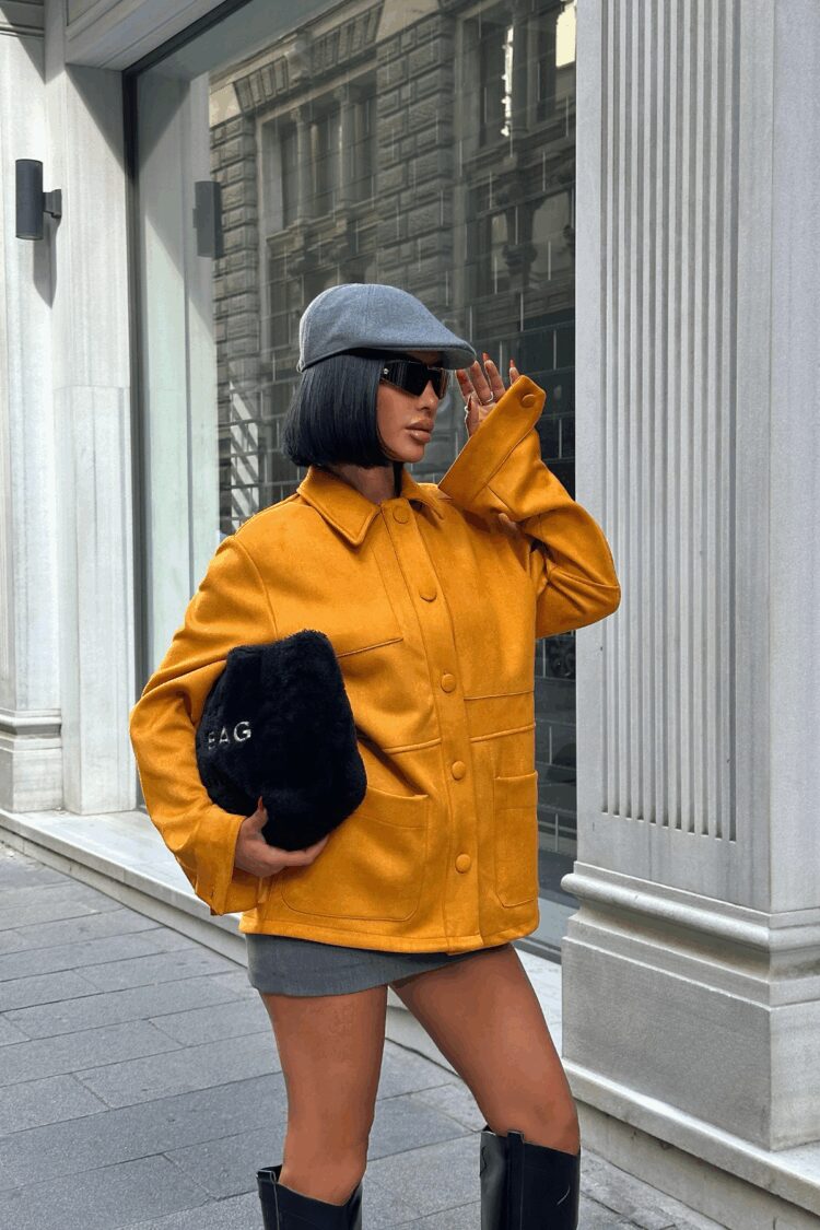 Orange Oversized Casual Streetwear Jacket