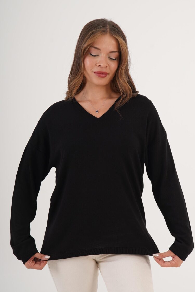 Sweater With V-Neck And Oversized Fit