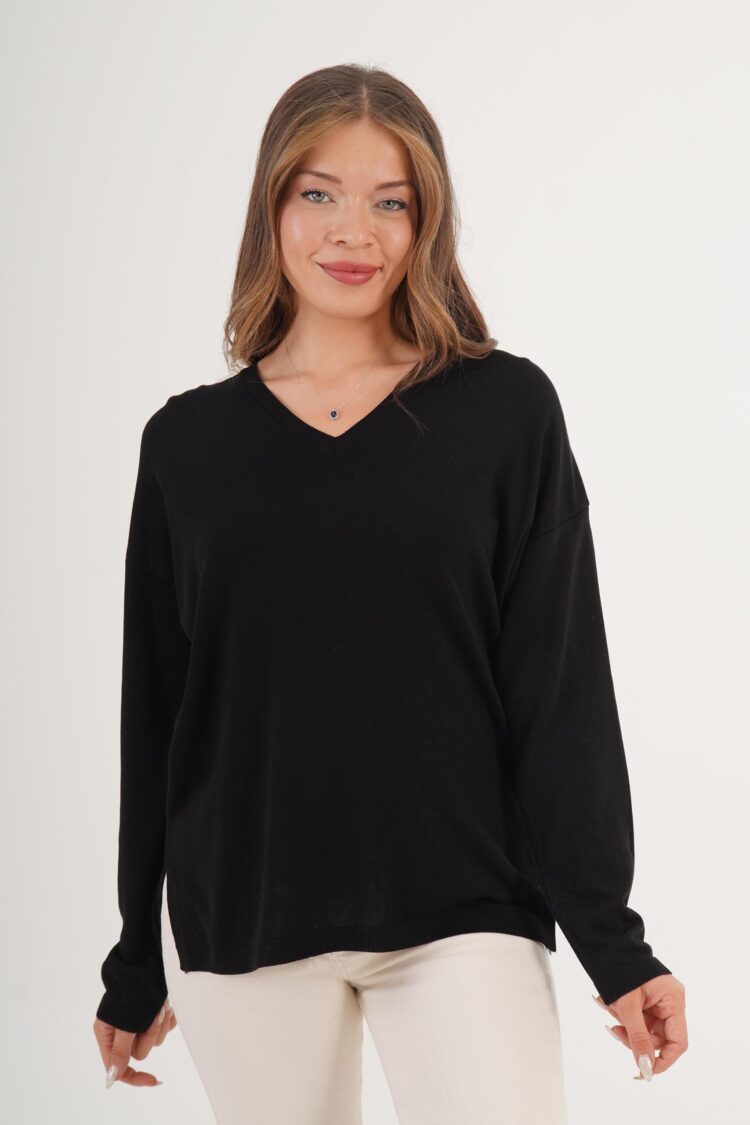 Sweater With V-Neck And Oversized Fit