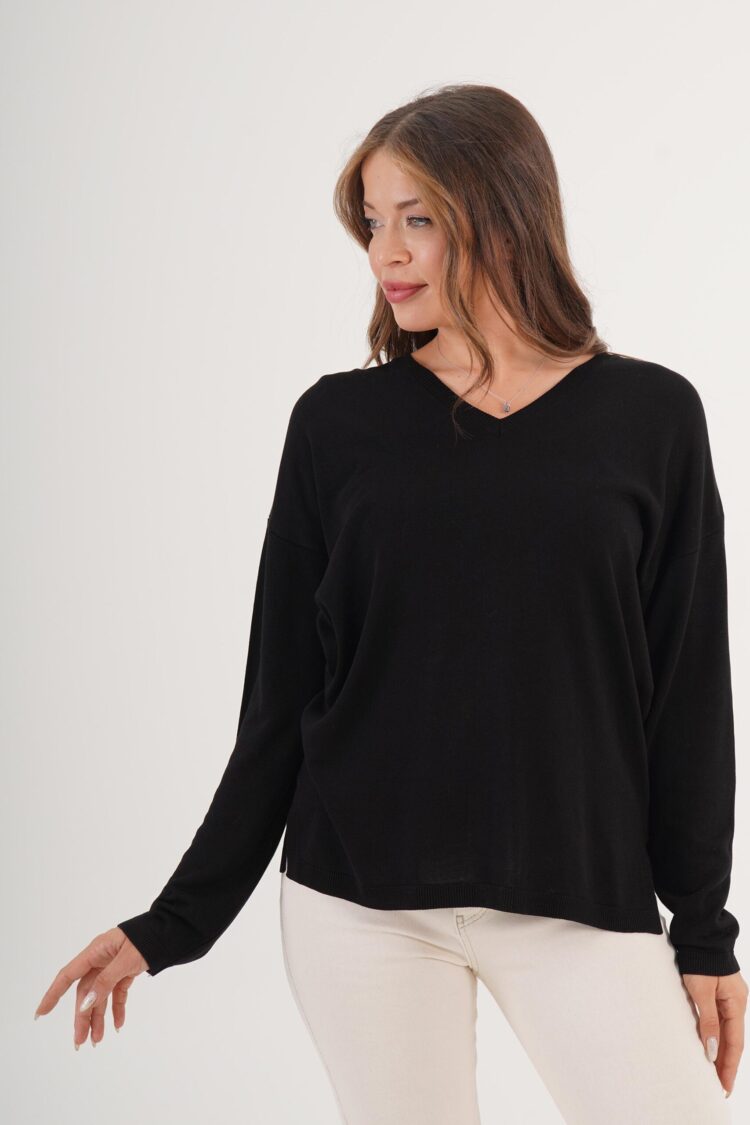Sweater With V-Neck And Oversized Fit