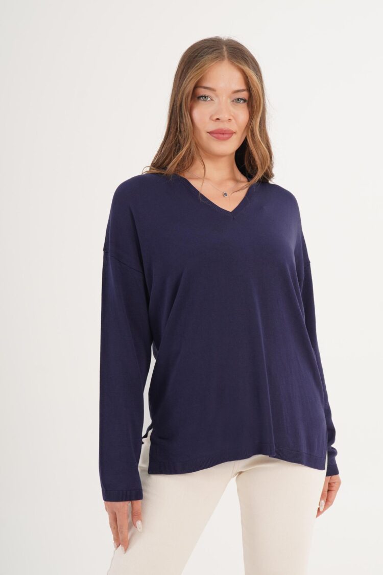 Sweater Oversized V-Neck Long Sleeve - Brand: Lustrin - Women & Kids, Baby Clothes Wholesale - Globality Store