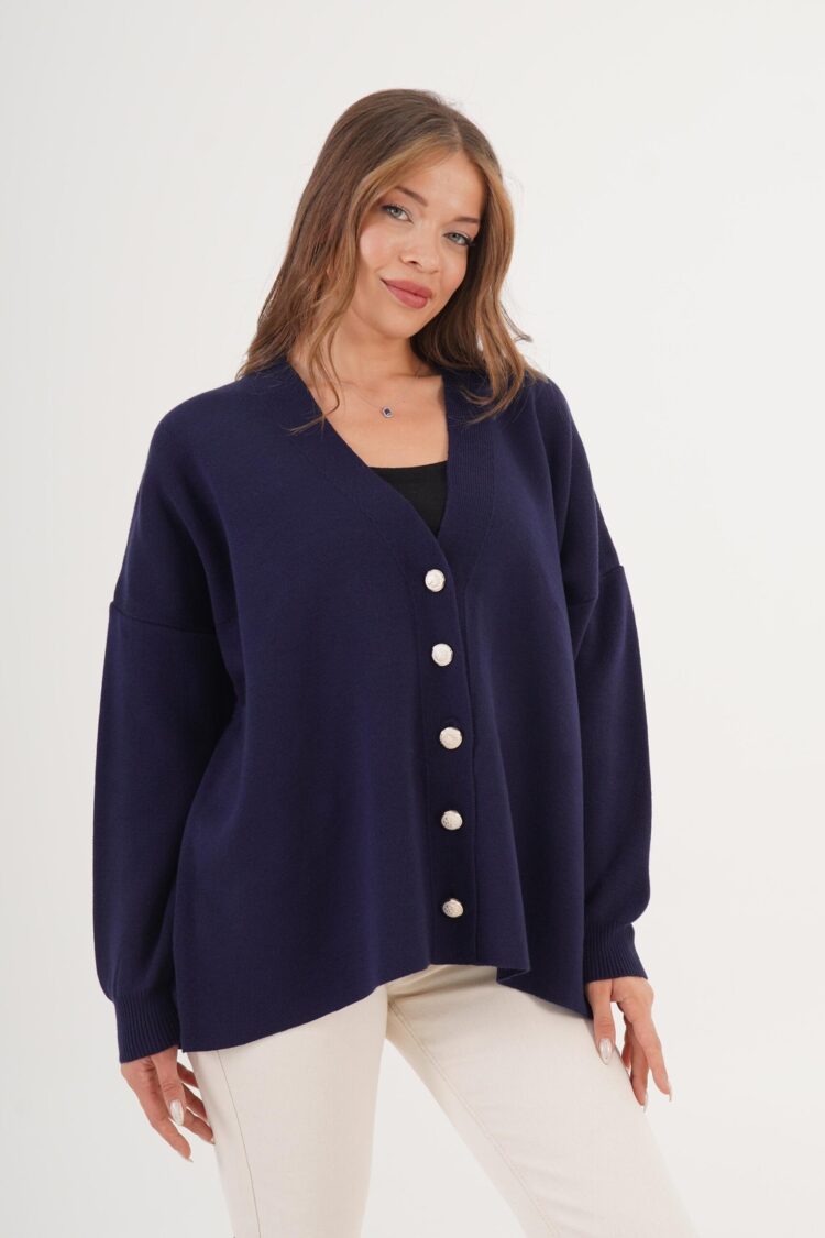 Oversized V-Neck Buttoned Cardigan