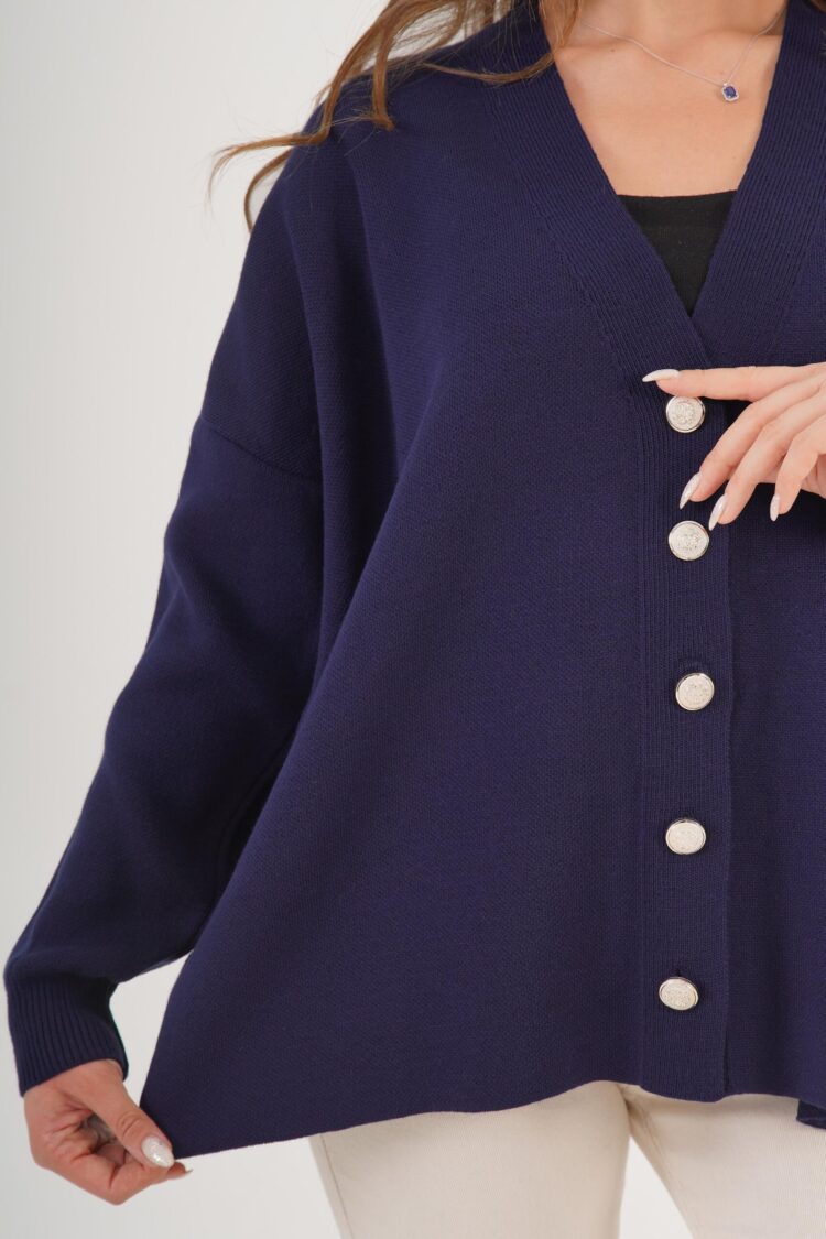 Oversized V-Neck Buttoned Cardigan - Brand: Lustrin - Women & Kids, Baby Clothes Wholesale - Globality Store