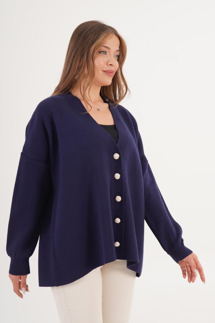 Oversized V-Neck Buttoned Cardigan