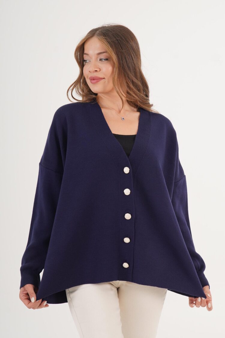 Oversized V-Neck Buttoned Cardigan