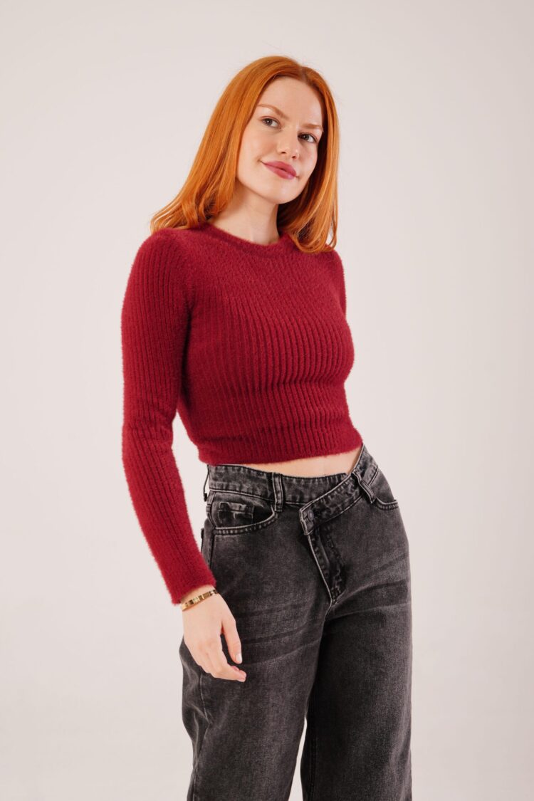 Sweater - Fitted Crop Crew Neck - Brand: Lustrin - Women & Kids, Baby Clothes Wholesale - Globality Store