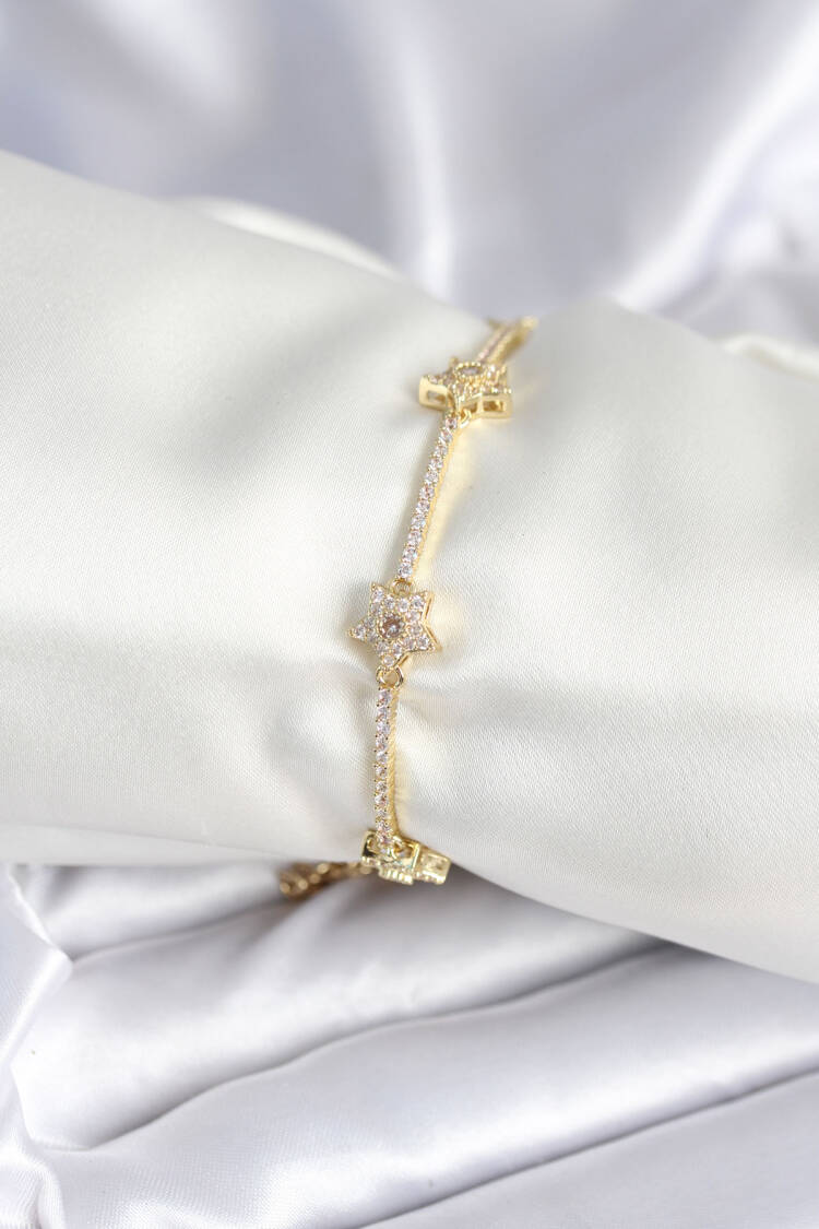Brass Gold Color Star Pattern Women's Bracelet - Brand: Ebijuteri - Women & Kids, Baby Clothes Wholesale - Globality Store