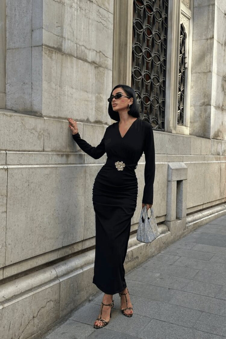 Elegant Bodycon V-Neck Midi Dress - Brand: Ello - Women & Kids, Baby Clothes Wholesale - Globality Store