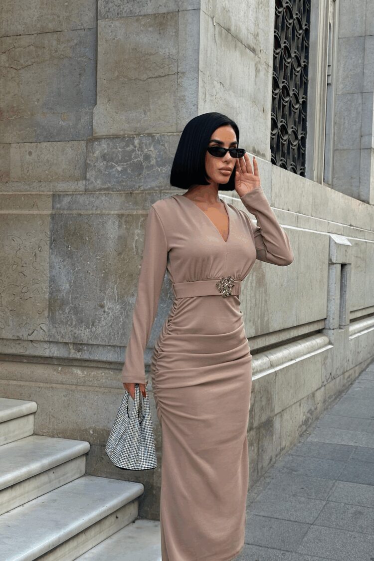 ElegantBodycon Dress With Plunging Neck