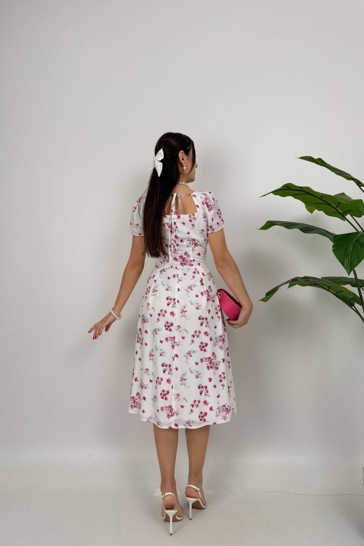 White Elegant Fit And Flare Dress