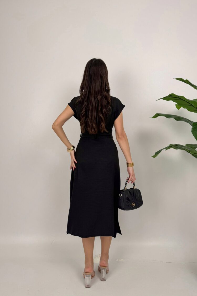 Cap Sleeve Shirt Dress Midi