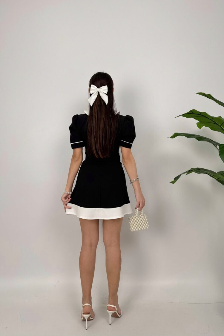 Mini Shift Dress With Puff Sleeves