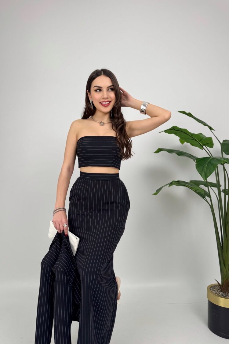 Black Elegant Formal Pencil Maxi Skirt