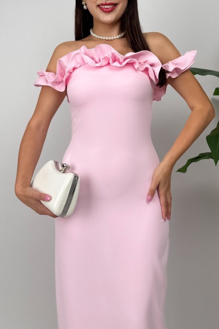 ElegantSheath Dress With Ruffle Sleeves