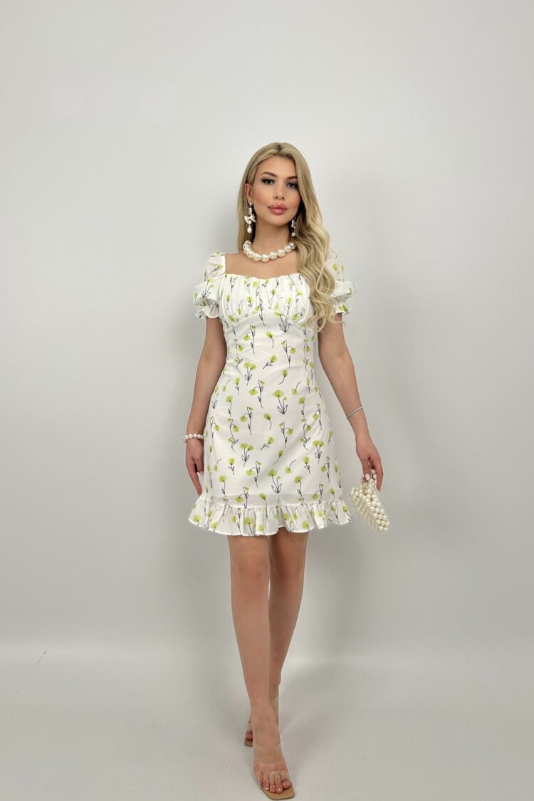 White Elegant Floral Bodycon Mini Dress - Brand: Miss Janell - Women & Kids, Baby Clothes Wholesale - Globality Store