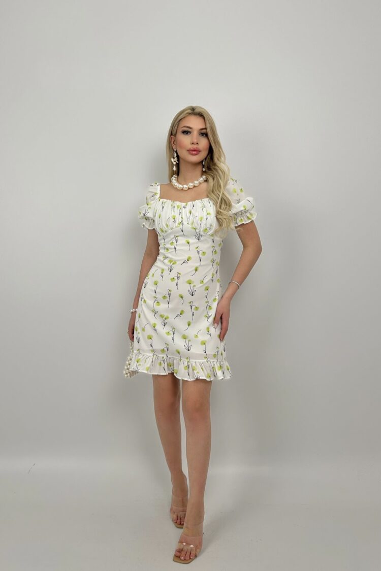 White Elegant Floral Bodycon Mini Dress