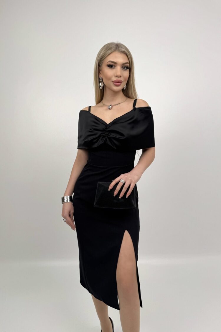 Black Sheath Dress With Off Shoulder Neck