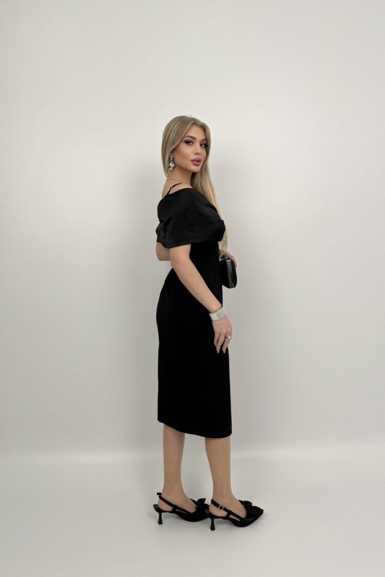 Black Sheath Dress With Off Shoulder Neck