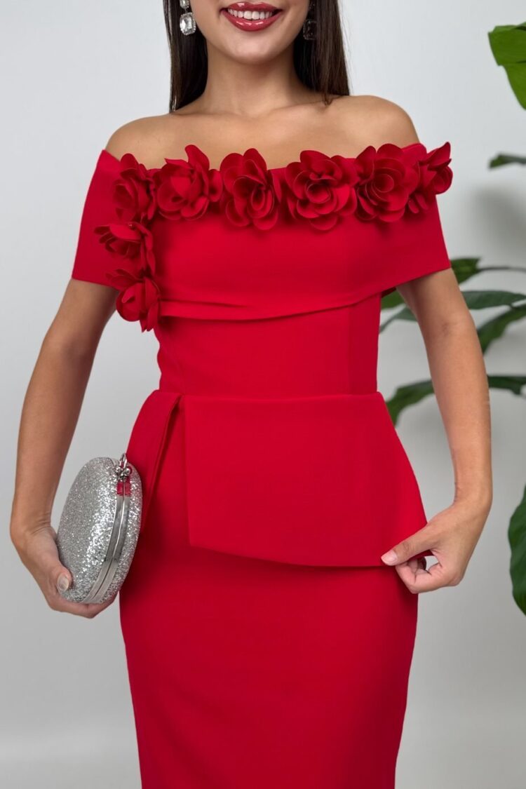 ElegantSheath Dress With Off Shoulder Neck - Brand: Miss Janell - Women & Kids, Baby Clothes Wholesale - Globality Store