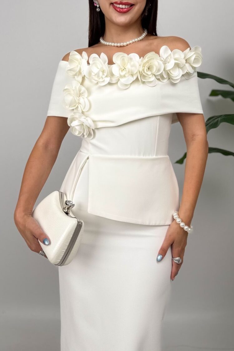 Elegant Sheath Dress With Off Shoulder Neck