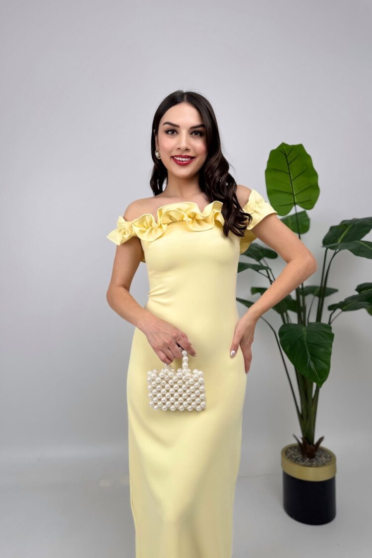 ElegantBodycon Dress With Ruffle Cap Sleeves