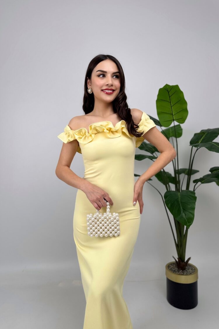 ElegantBodycon Dress With Ruffle Cap Sleeves