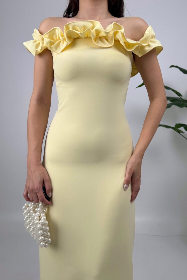 ElegantBodycon Dress With Ruffle Cap Sleeves
