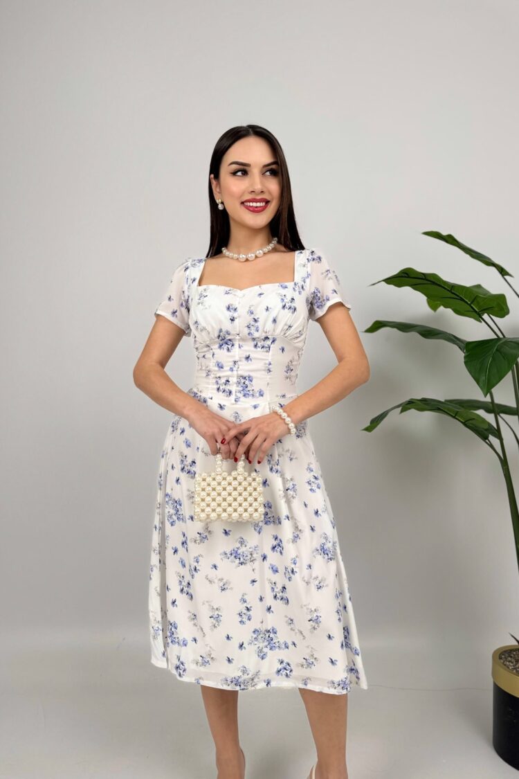 Elegant White Fit And Flare Dress