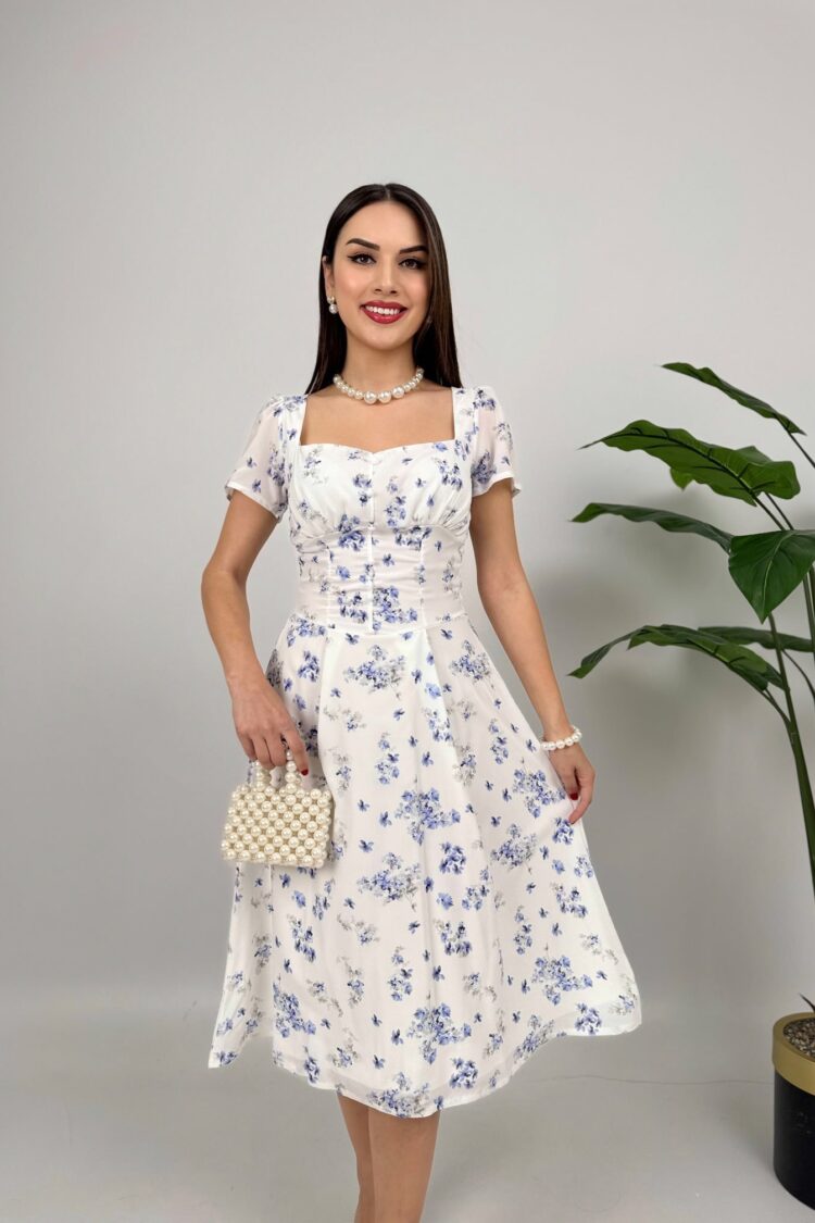 Elegant White Fit And Flare Dress